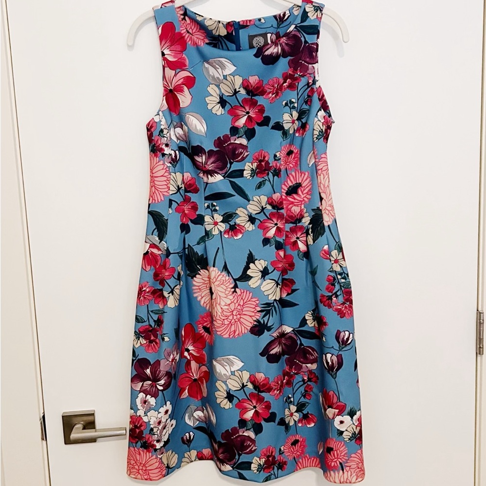 Vince Camuto Floral Print Fit & Flare Scuba Dress